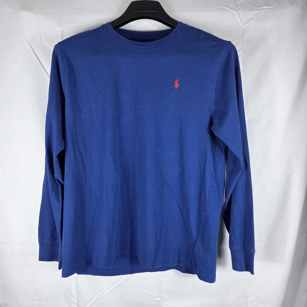 Polo Ralph Lauren Mens XL Blue Long Sleeve T-Shirt Red Pony Logo Cotton Tee